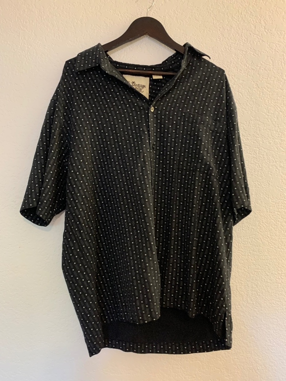 Vintage Silk Circa 1969 100% Silk Black White Novelty Shirt | XL